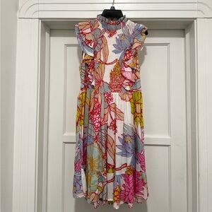 Ranna Gill Floral Smocked Ruffle Dress Size S